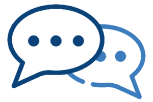 chat bubbles in 2 different shades of blue