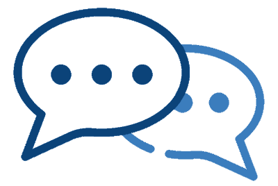 chat bubbles in 2 different shades of blue