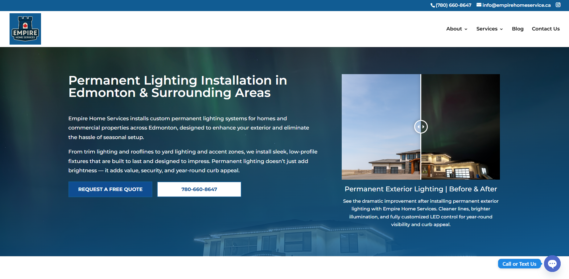 Empire home services permanent lighting case study page